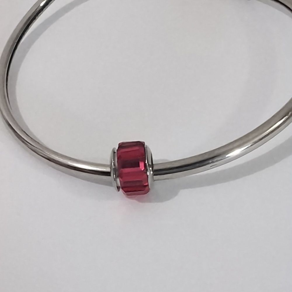Silver Magenta Charm for Pandora Style Bracelet